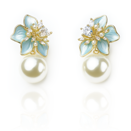 Aanura Floral Pearl Drop Earrings