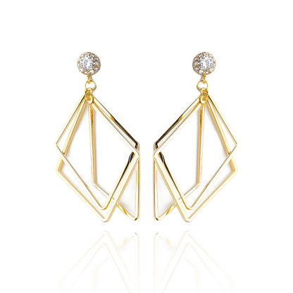 Aanura Geometric Crystal Gold Drop Earrings