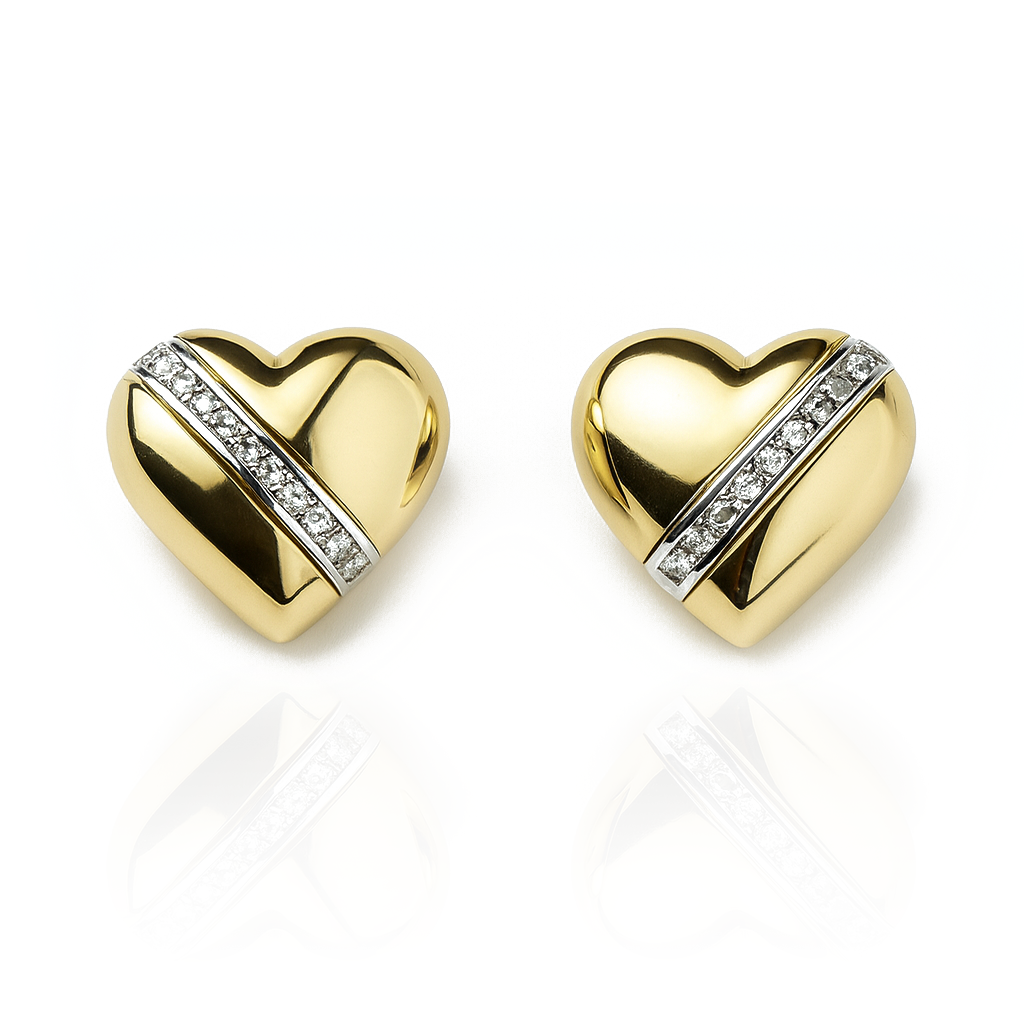 Aanura Golden Heart Crystal Stud Earrings