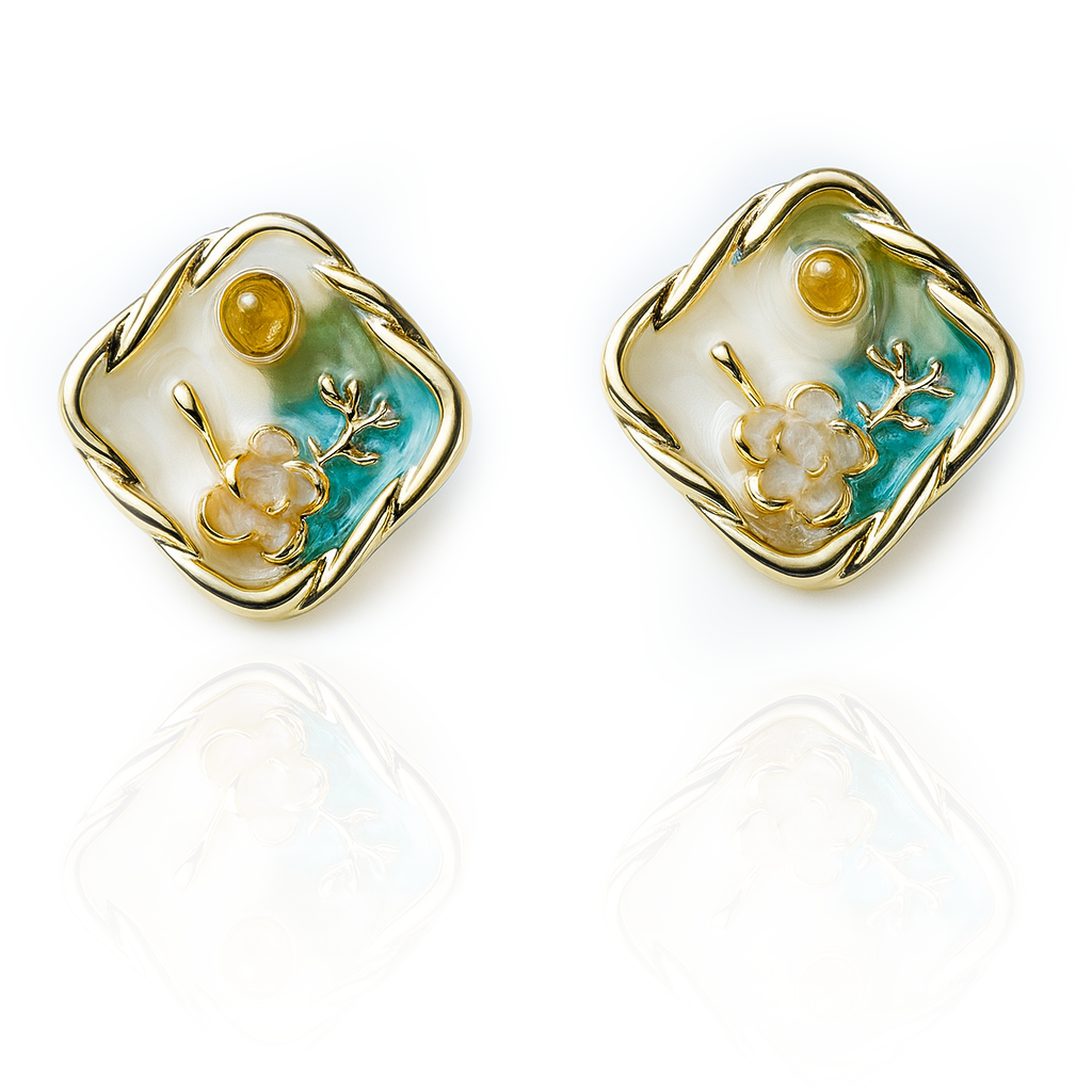 Aanura Garden Bliss Pearl Enamel Stud Earrings