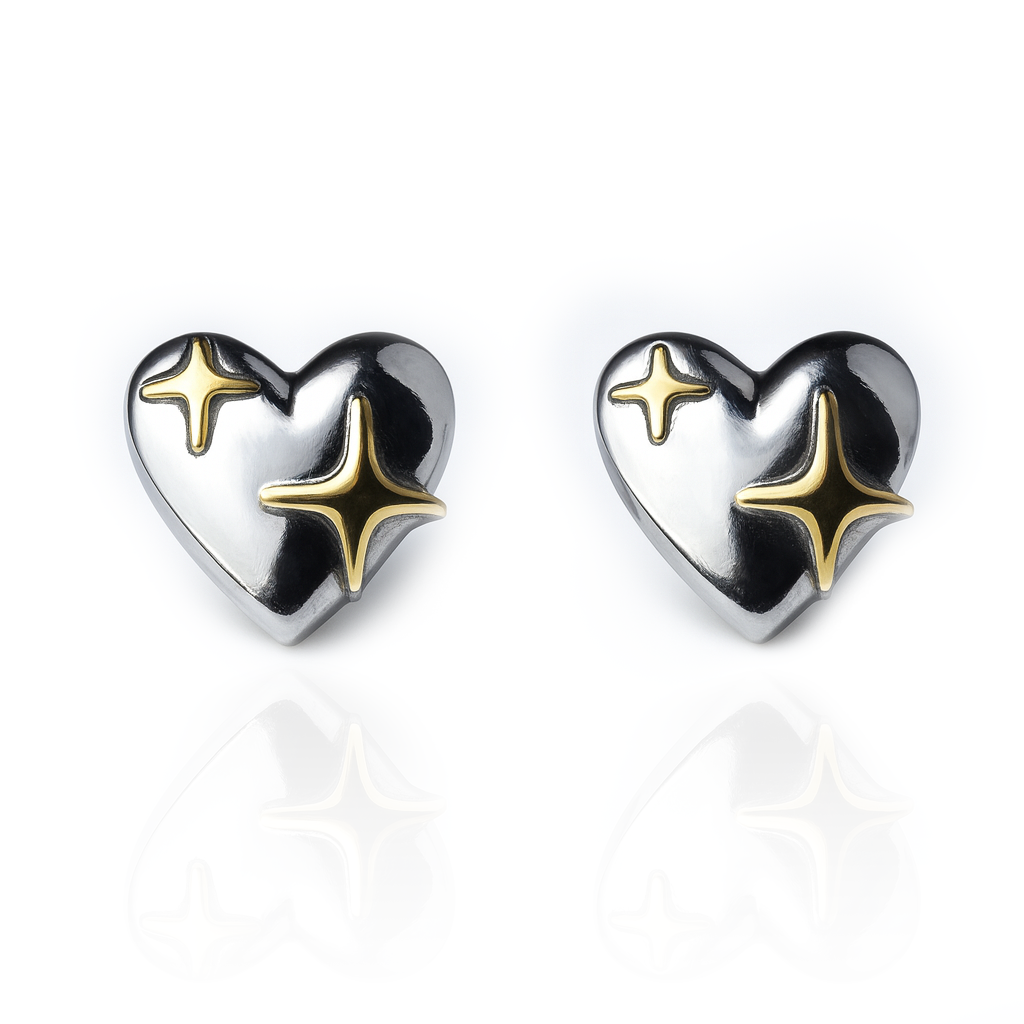 Aanura Cosmic Heart Stainless Steel Stud Earrings