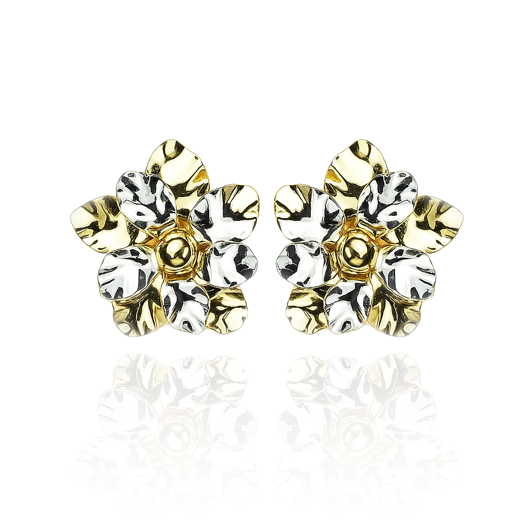 Aanura Dual Tone Floral Gold Statement Earrings