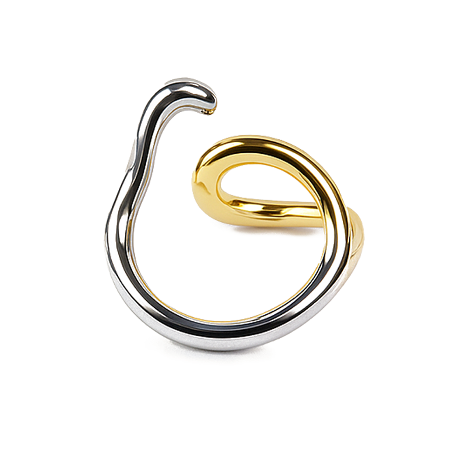Aanura Two-Tone Sculptural Minimalist Statement Ring