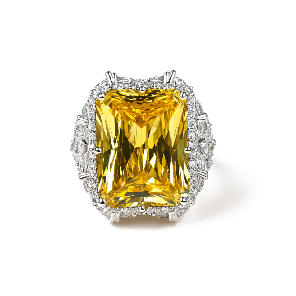 Aanura Silver Ruby-Red Emerald-Cut Cocktail Ring