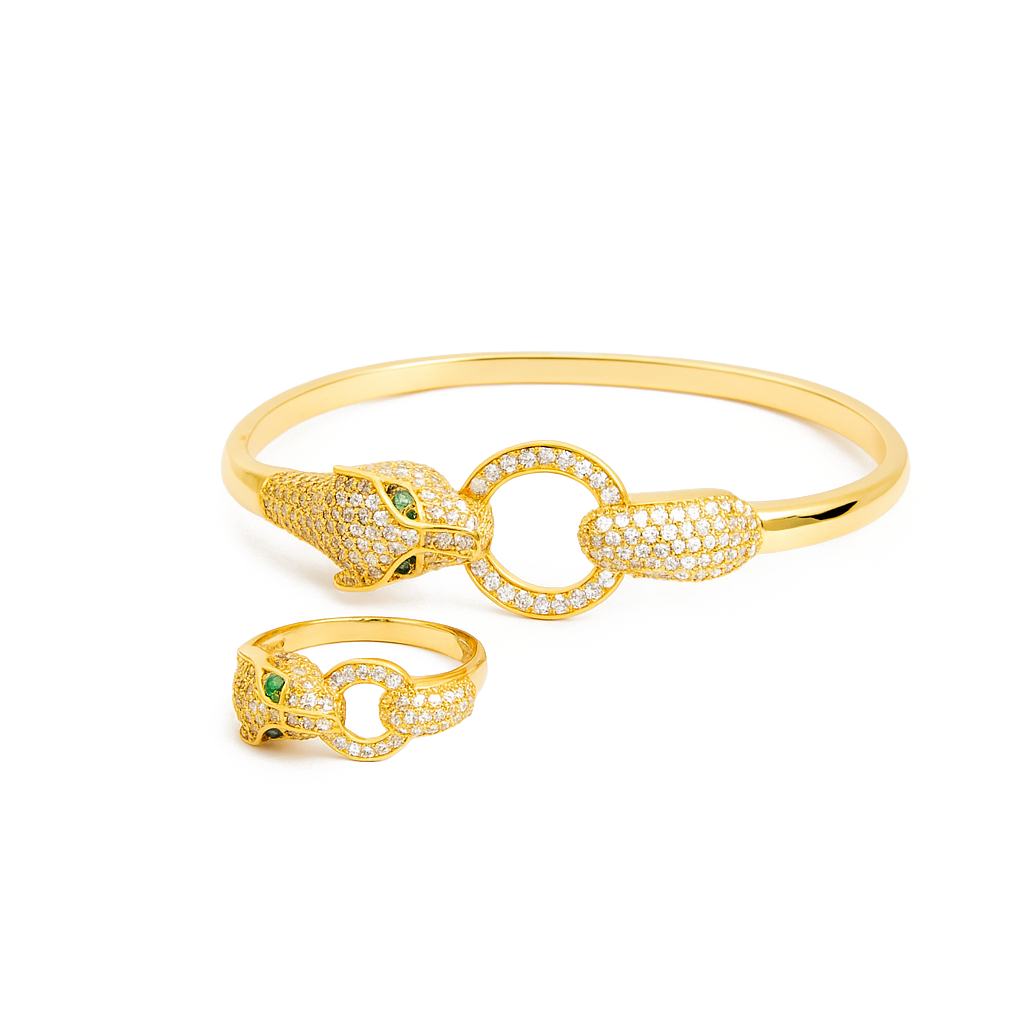 Aanura Gold Panther Head Crystal Bracelet