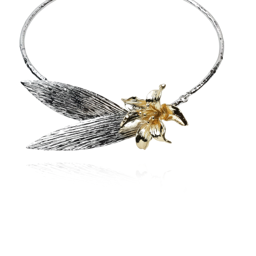 Aanura Silver Floral Statement Choker Necklace