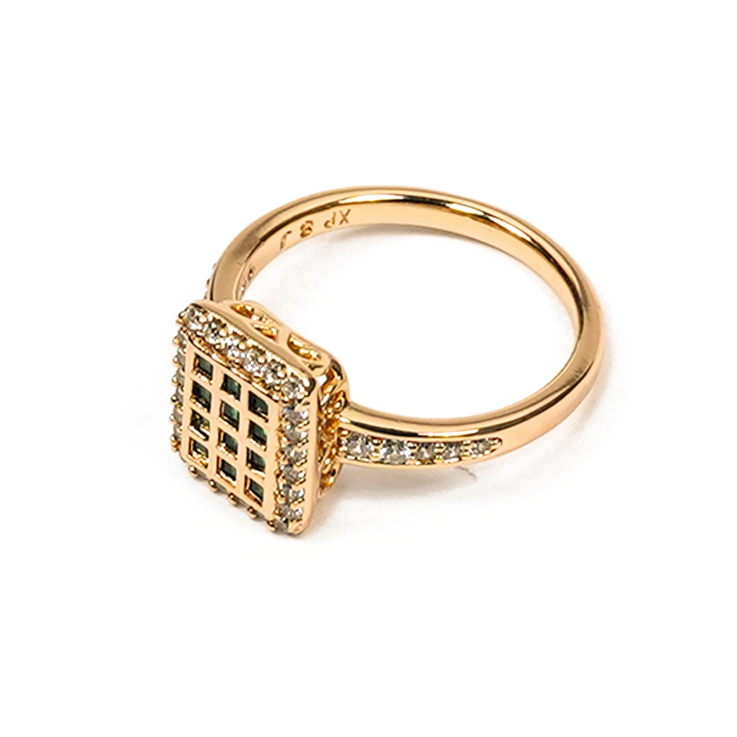 Aanura Gold Plated Square Stone Ring for Women