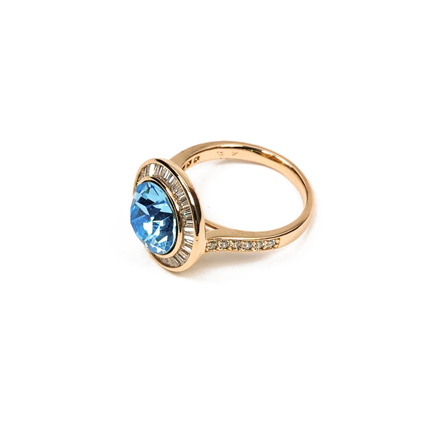 Aanura Gold Plated Blue Crystal Ring for Women