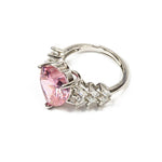 Aanura Pink Crystal Silver Tone Adjustable Ring