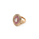 Aanura Gold Tone Oval Crystal Halo Ring