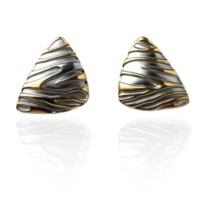Aanura Molten Wave Dual-Tone Shield Earrings