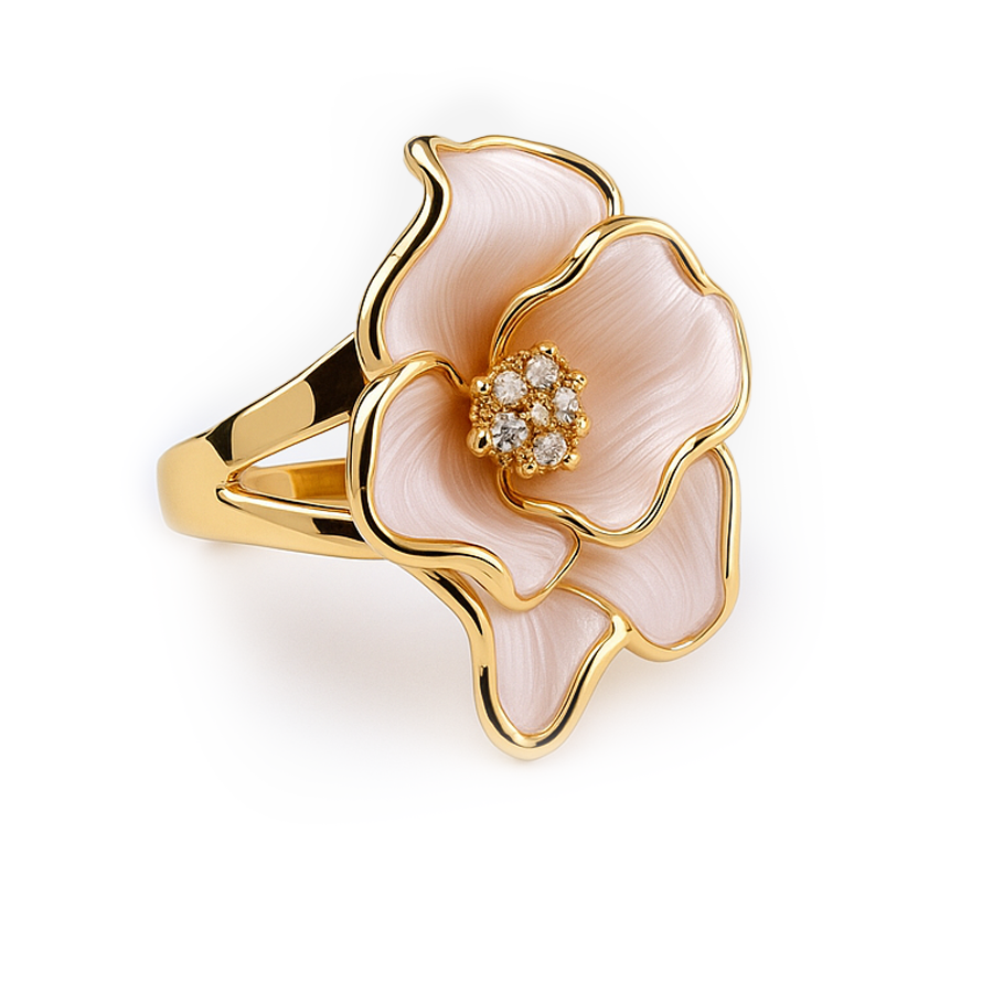 Aanura Gold-Plated Bow Ring with Pearl