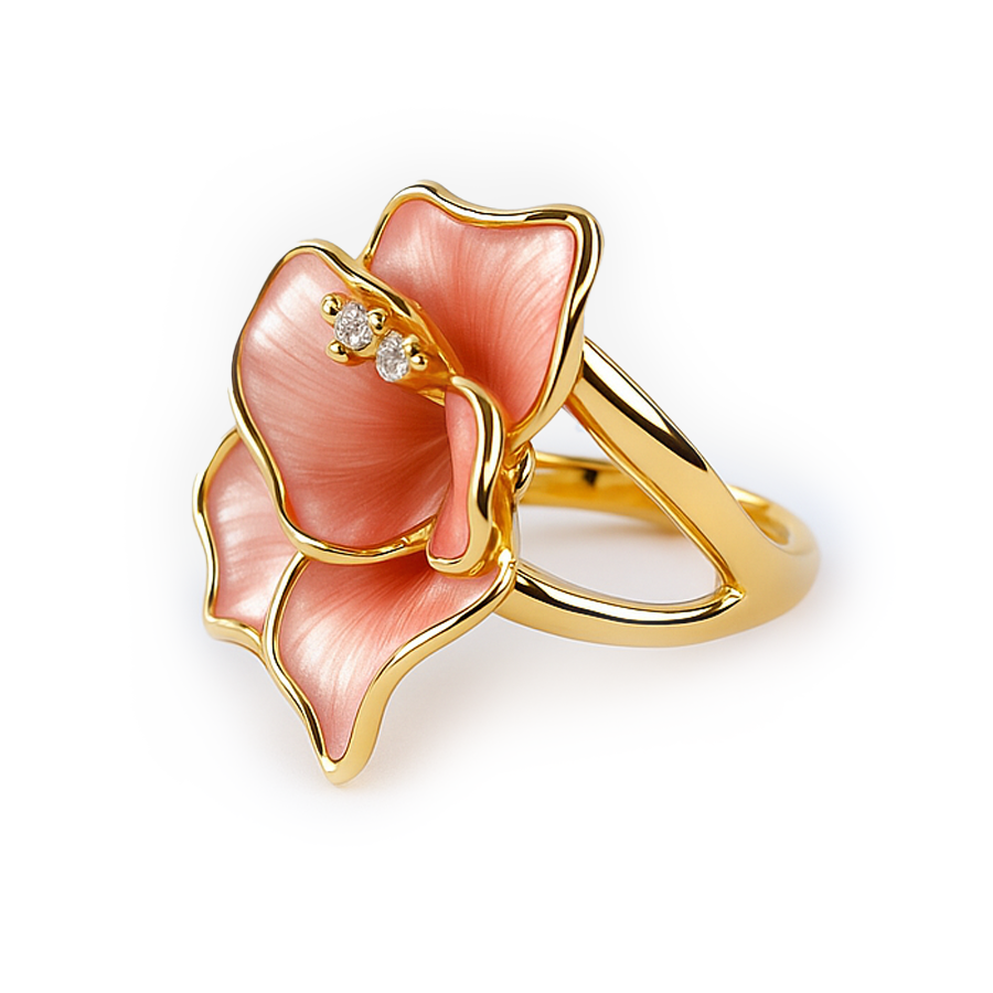 Aanura Gold-Plated Bow Ring with Pearl