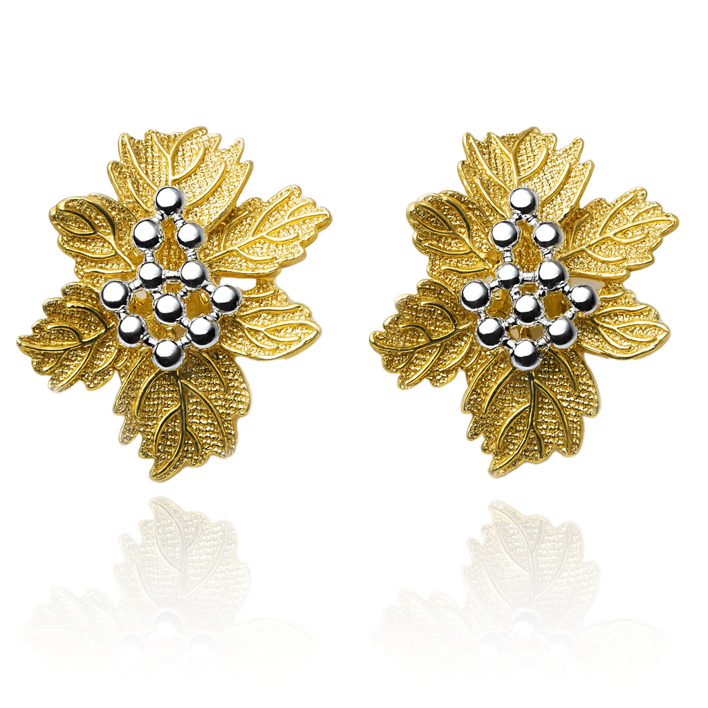 Aanura Golden Leaf Cluster Earrings
