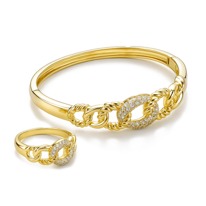 Aanura Gold Twisted Link Crystal Bracelet