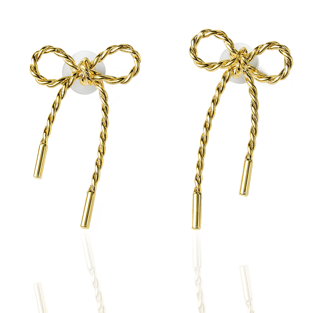 Golden Bow Twist Earrings – Aanura