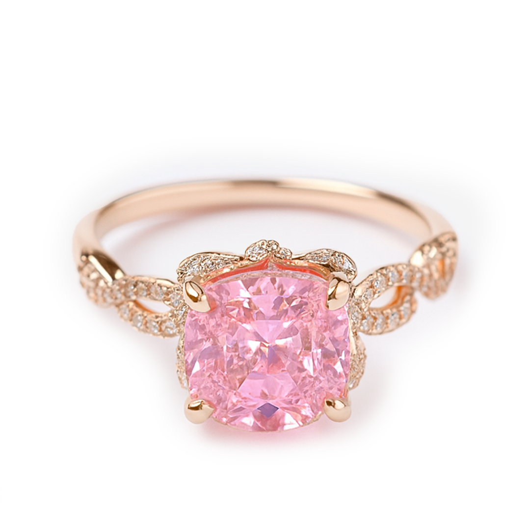 Aanura Cushion Cut Gold Ring – Elegant Infinity Design