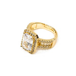 Aanura Emerald-Cut Halo Adjustable Statement Ring