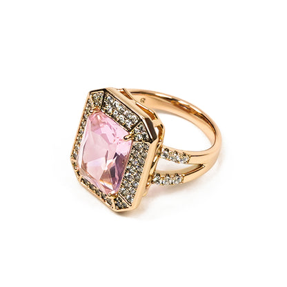 Aanura Pink Shield-Cut Crystal Statement Ring