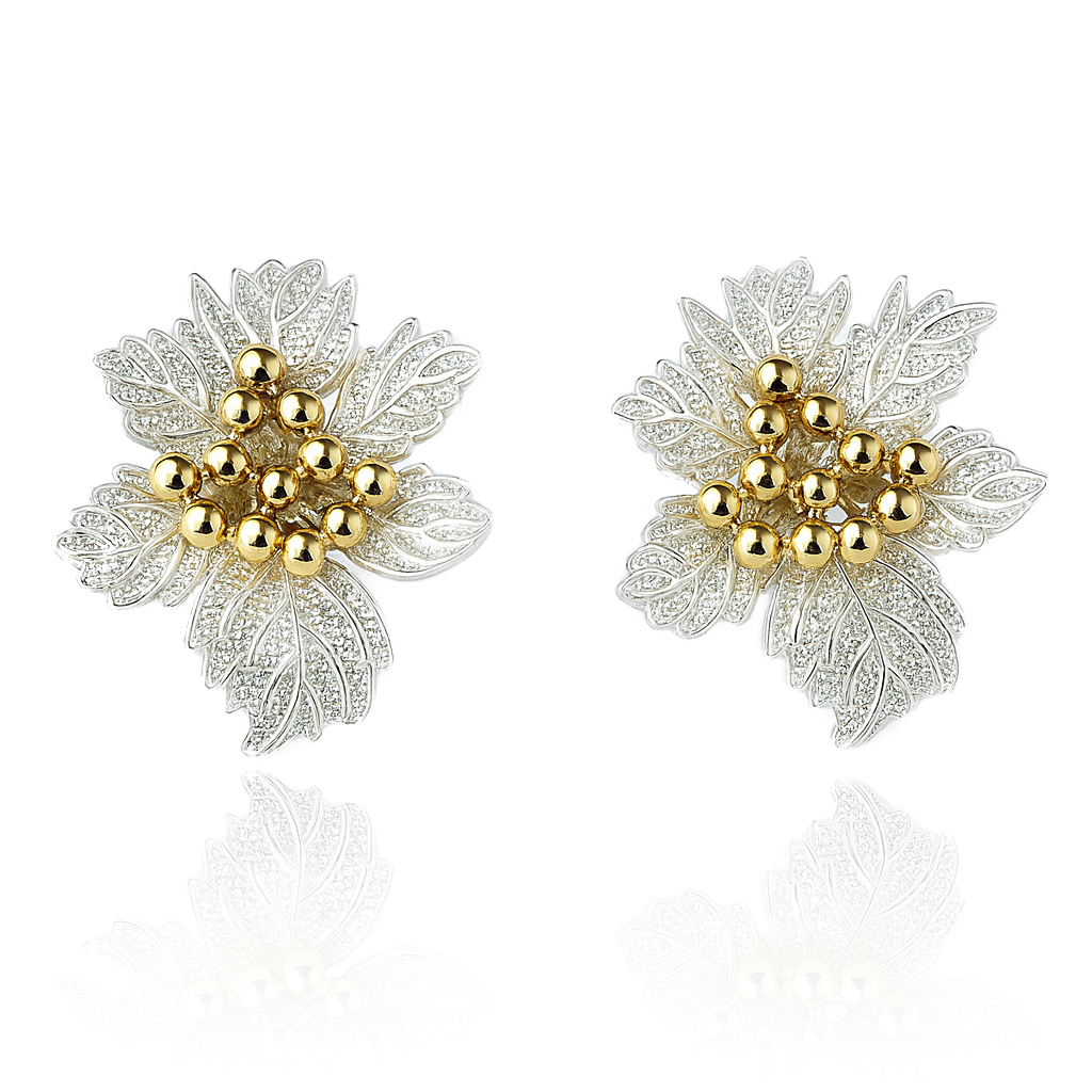 Aanura Golden Leaf Cluster Earrings