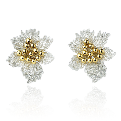 Aanura Golden Leaf Cluster Earrings