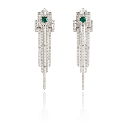 Aanura Emerald Crystal Art Deco Drop Earrings