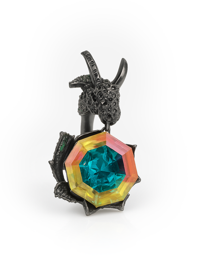 Aanura Silver Encrusted Insect-Inspired Ring