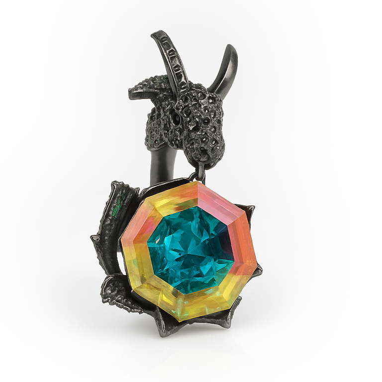 Aanura Silver Encrusted Insect-Inspired Ring