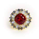 Aanura Silver Emerald Cluster Statement Ring