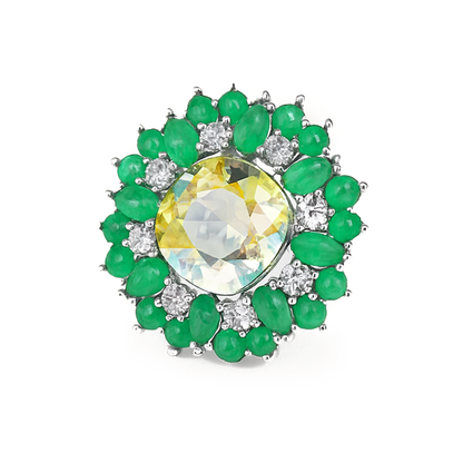 Aanura Silver Emerald Cluster Statement Ring