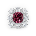 Rhodium Plated Red Cushion Anti-Tarnish Waterproof Ring