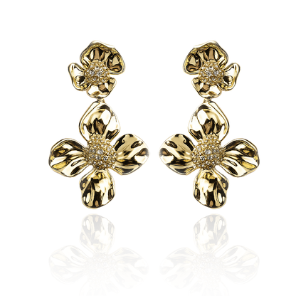 Aanura Bold Golden Floral Drop Earrings