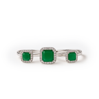 Rhodium Plated Emerald Solitaire Anti-Tarnish Waterproof Ring