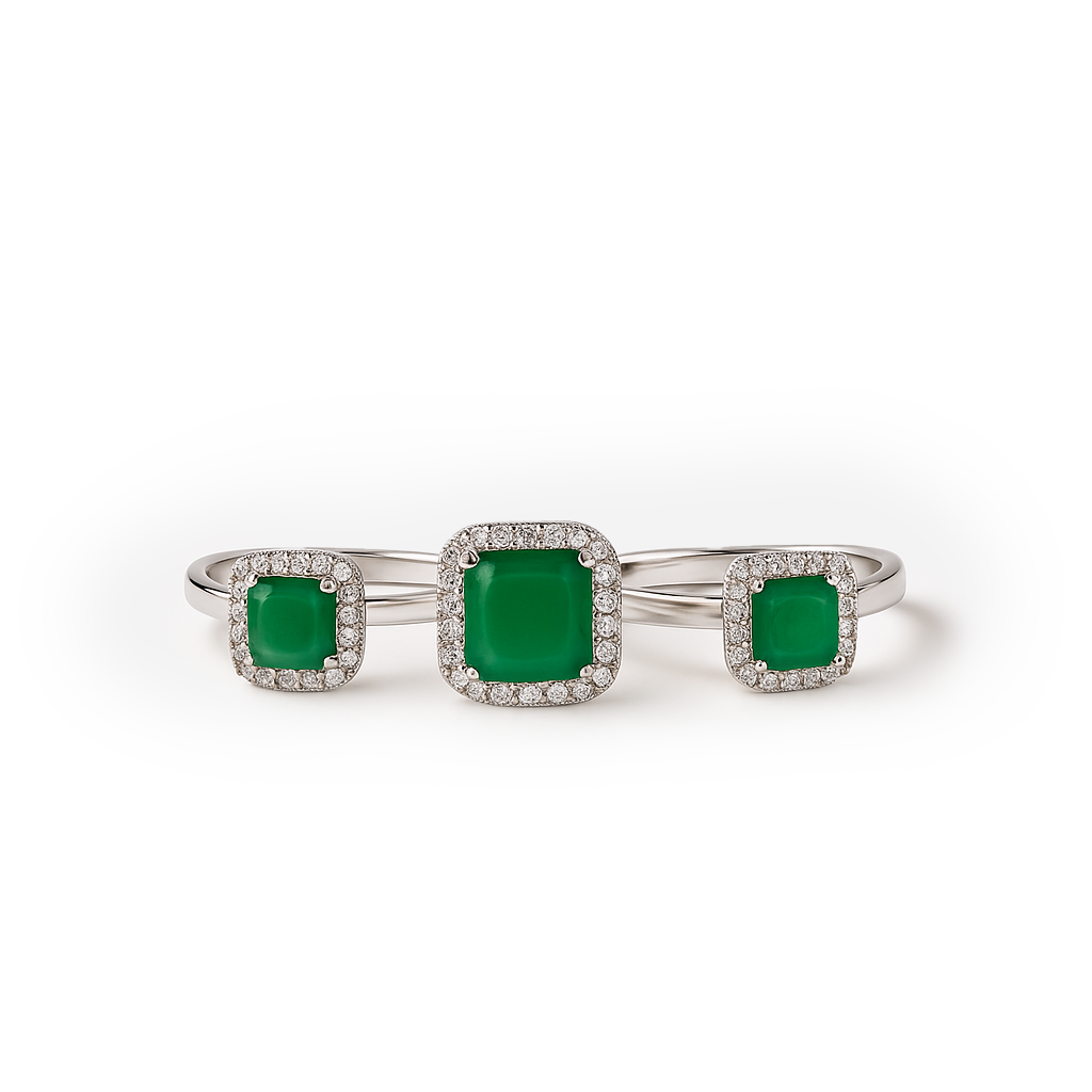 Aanura Silver Emerald-Cut Classic Solitaire Rings