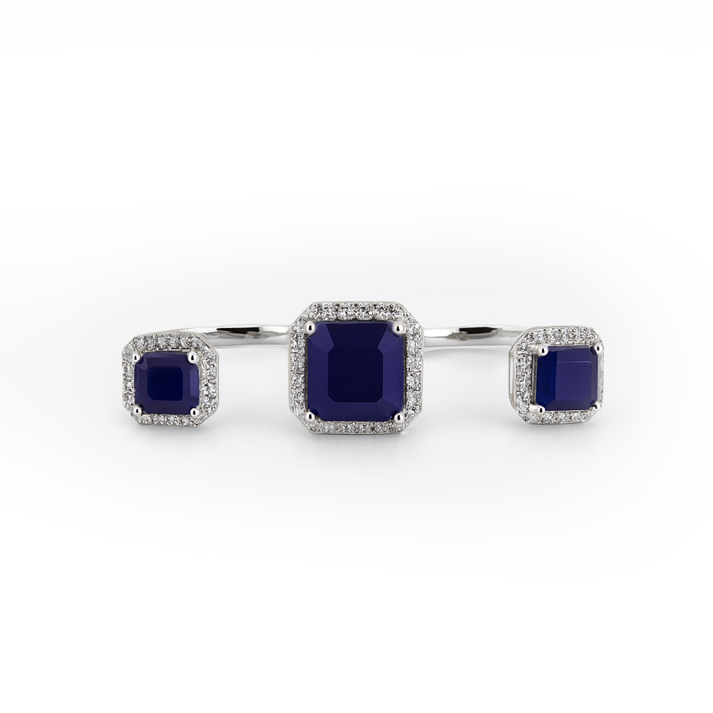 Rhodium Plated Emerald Solitaire Anti-Tarnish Waterproof Ring