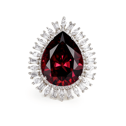 Aanura Oval Gemstone Halo Cocktail Statement Ring