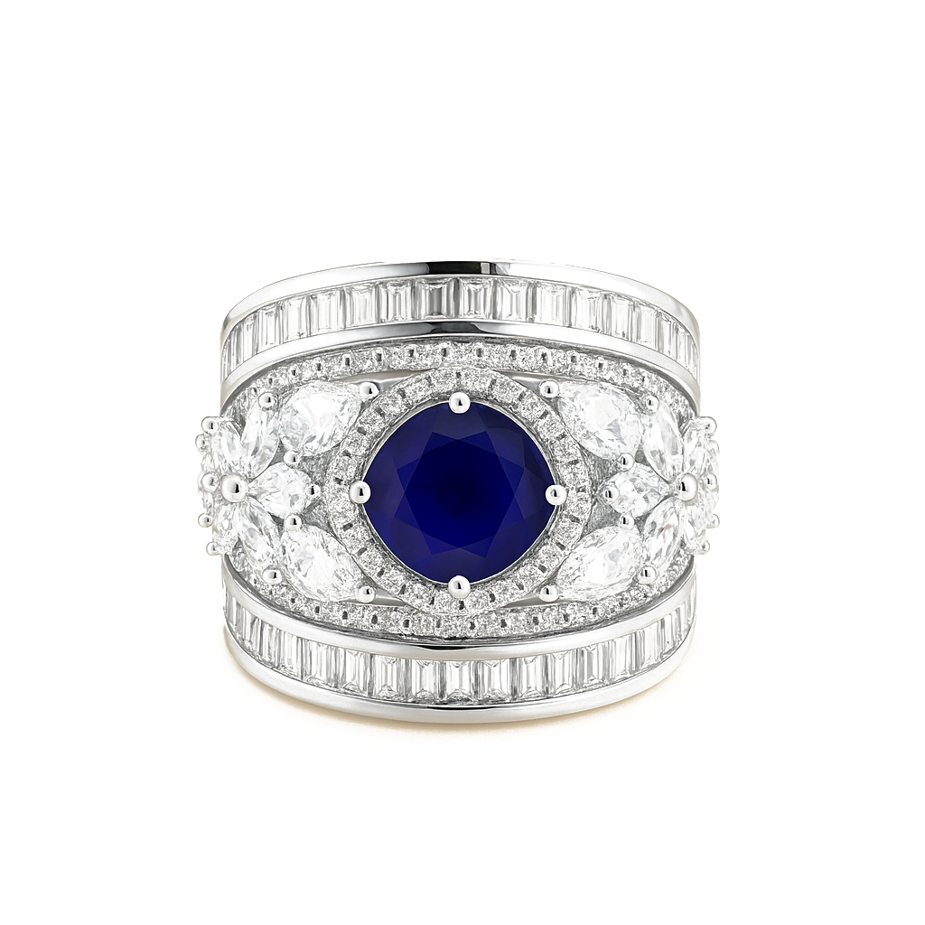 Aanura Silver Multi-Stone Crystal Statement Ring
