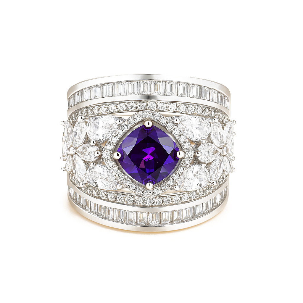 Aanura Silver Multi-Stone Crystal Statement Ring