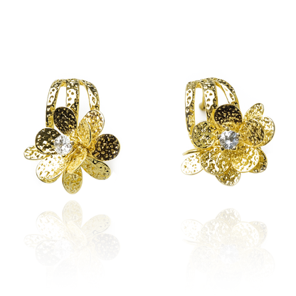 Aanura Floral Crystal Gold Earrings