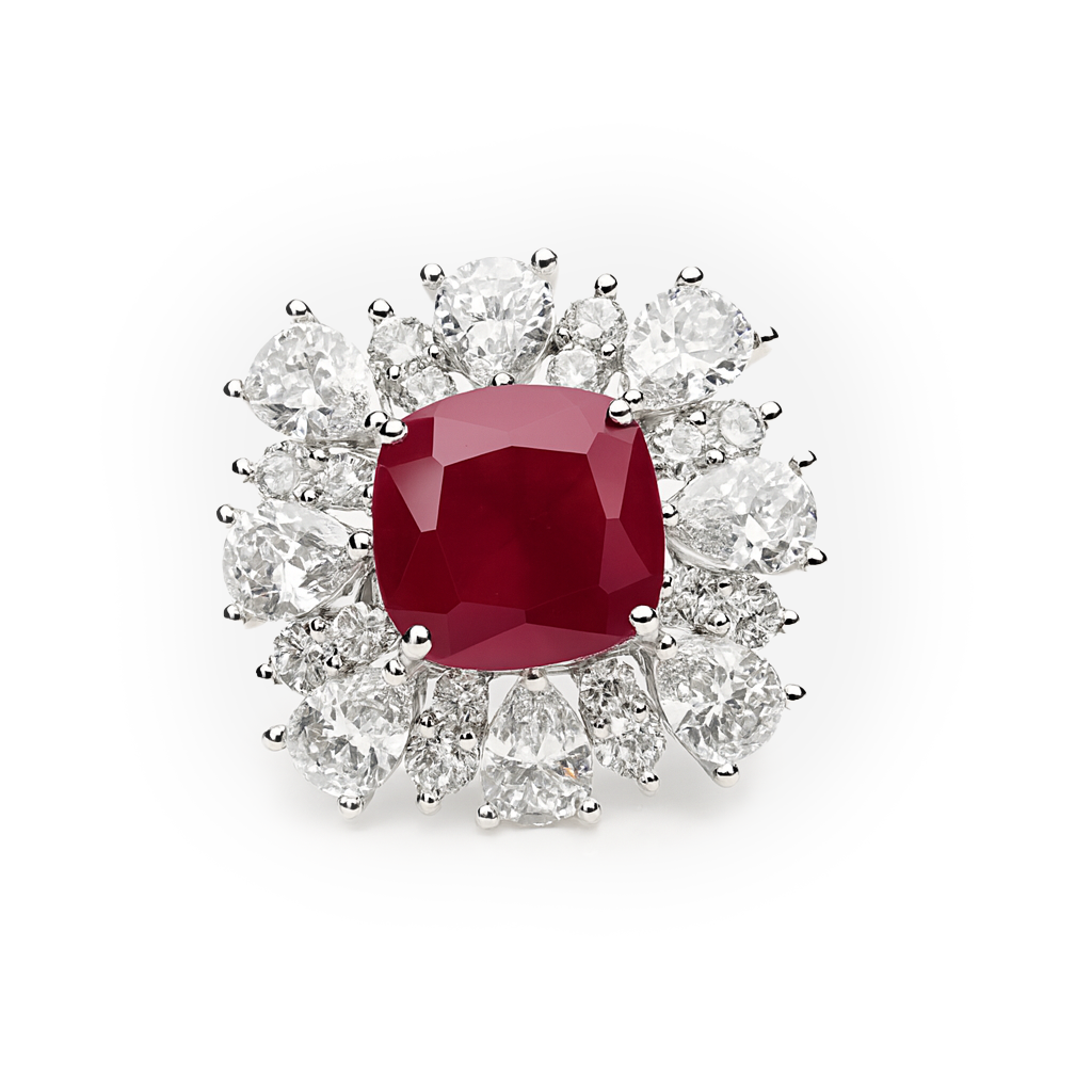 Aanura Cushion Gem Halo Cocktail Ring