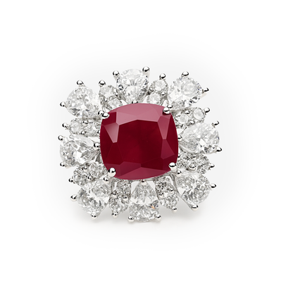 Aanura Cushion Gem Halo Cocktail Ring
