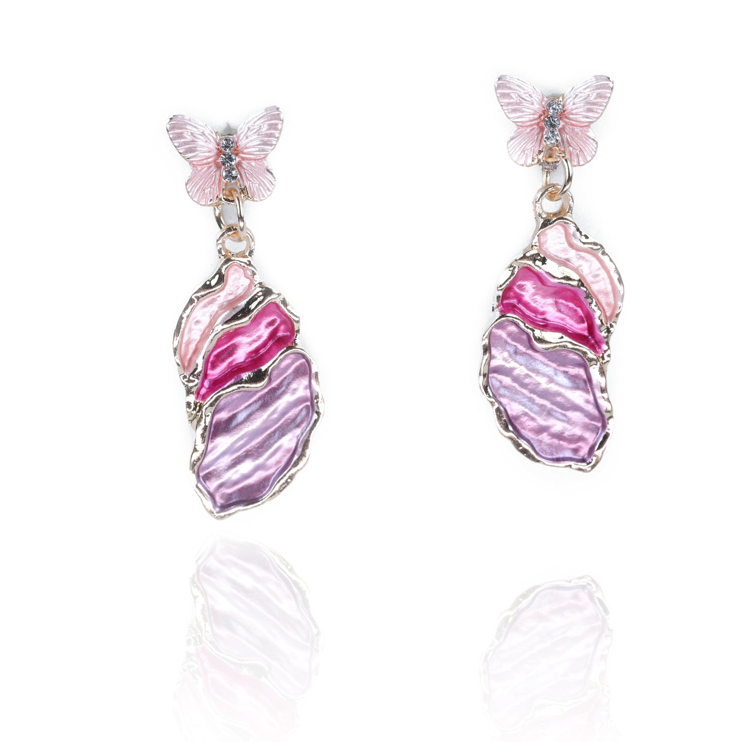 Aanura Green Butterfly Enamel Drop Earrings