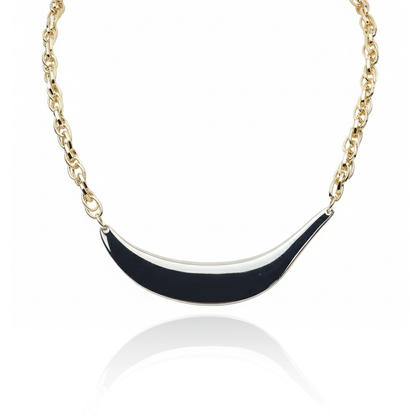 Aanura Bold Gold Chain Necklace with Silver Curve