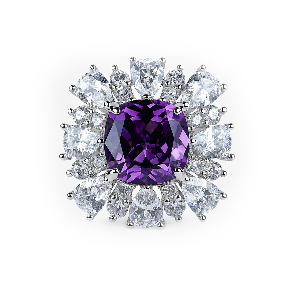 Aanura Cushion Gem Halo Cocktail Ring