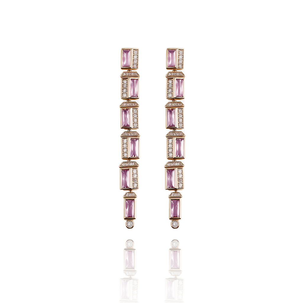 Aanura Lavender Crystal Long Drop Earrings