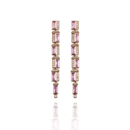 Aanura Lavender Crystal Long Drop Earrings
