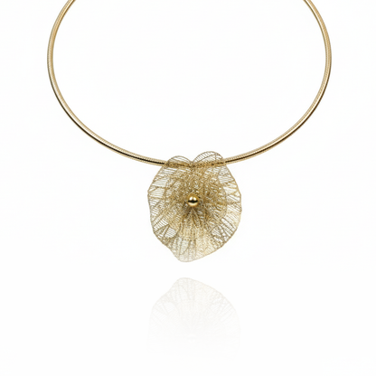Aanura Gold Choker Necklace with Delicate Leaf Charm