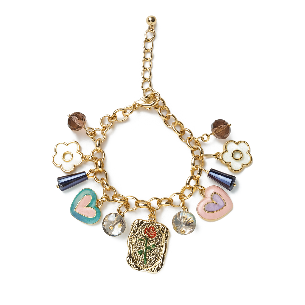 Aanura Heart & Floral Multicharm Bracelet