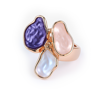 Aanura Multicolor Petal Ring & Pearl Finish