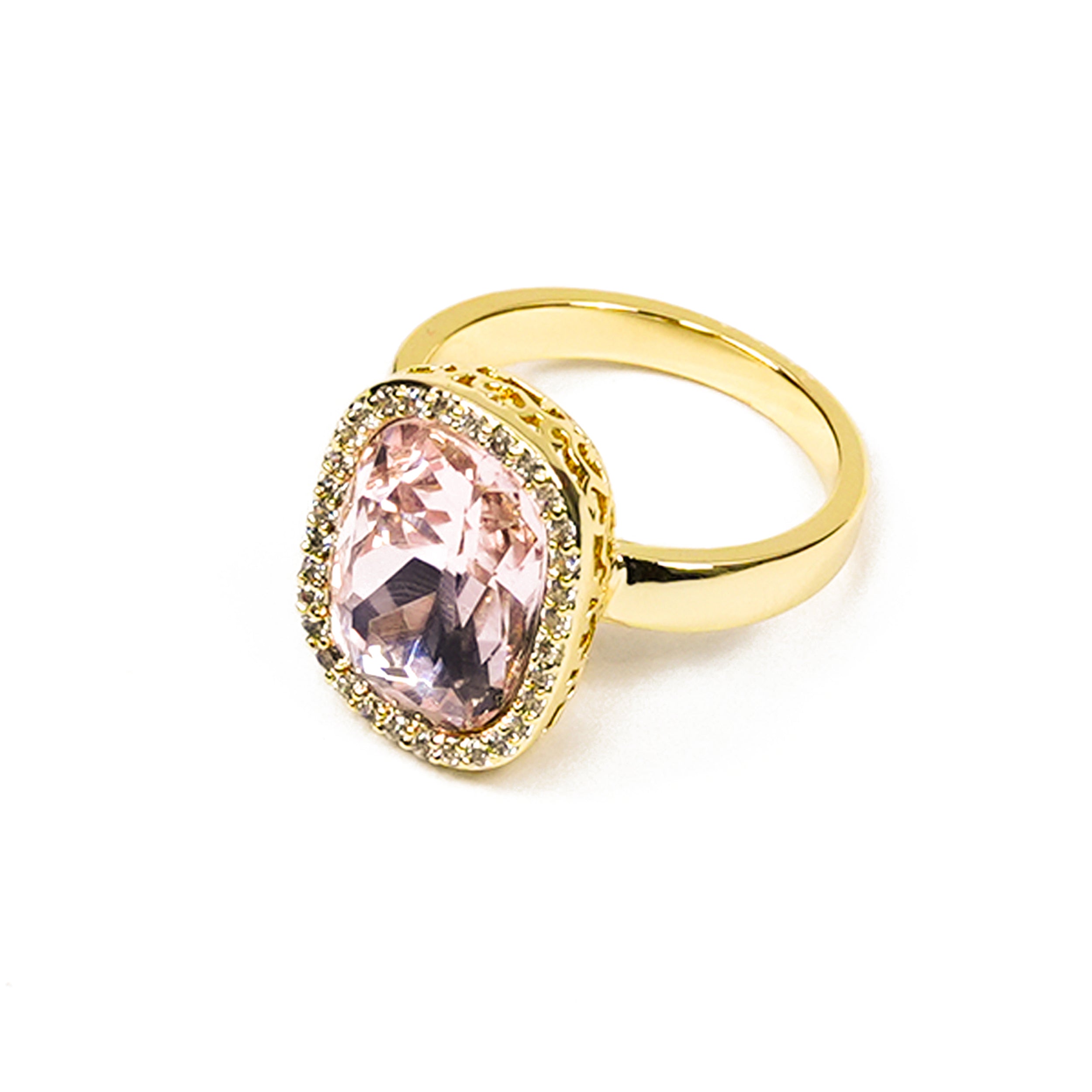 Aanura Pink Shield-Cut Crystal Statement Ring